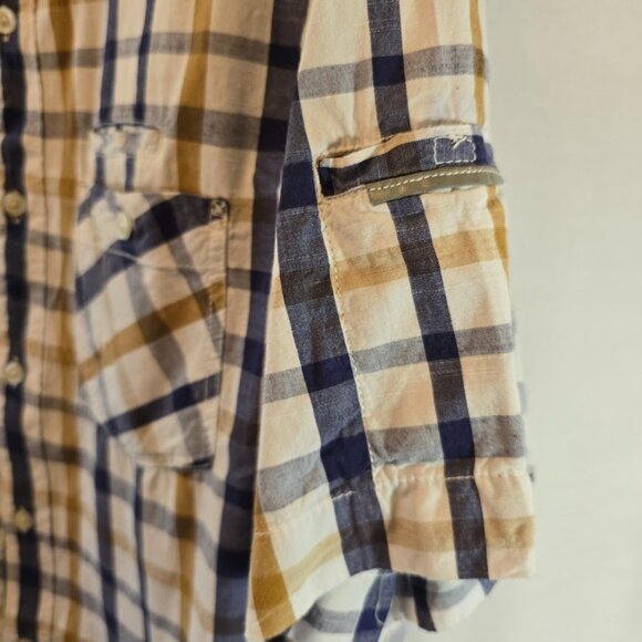 GRAMICCI ORIGINAL FREEDOM BUTTON SHIRT PLAID DIP DYED BOTTOM MENS LARGE - Picture 4 of 13